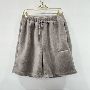 MKI MIYUKI ZOKU Men's Sherpa Short Size Medium Gray Lined Elastic Waist